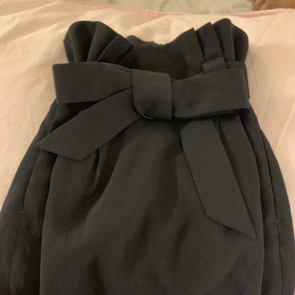 Black  high waisted belted skirt